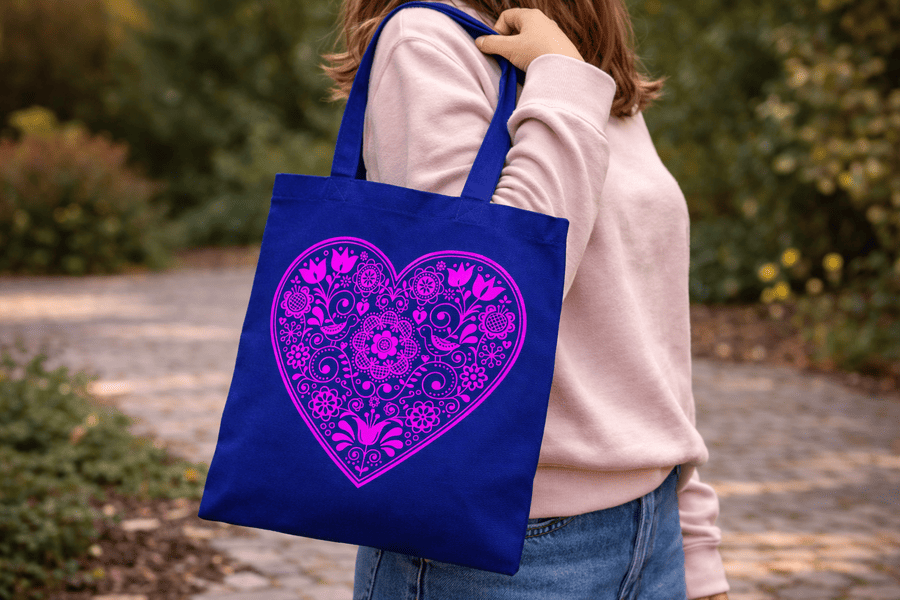 taška z bavlny ružové srdce mk